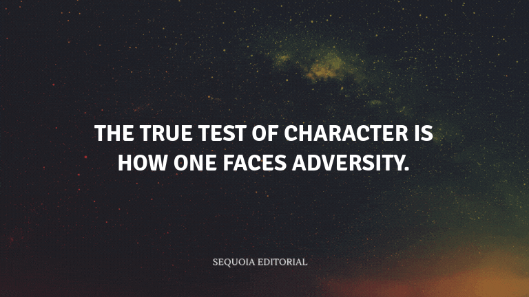 The true test of character is how one faces adversity.